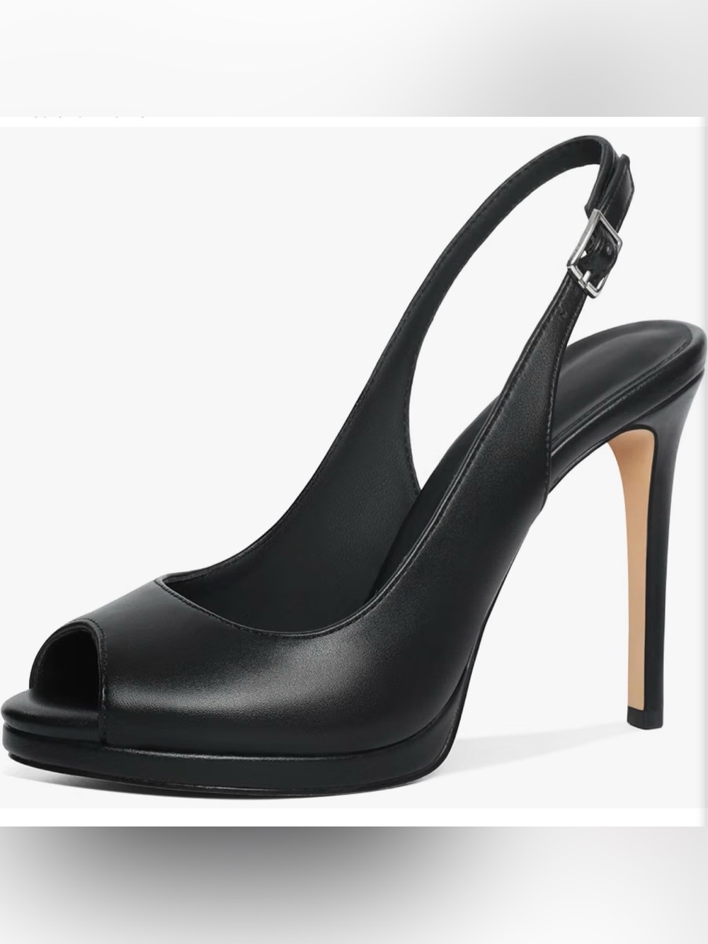 Joseywade Black Leather Peep-Toe Slingback High Heel NEW 10